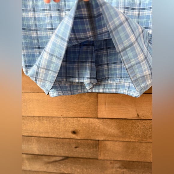 Vintage 90s Y2K Blue Plaid Mini Skort Snap Side Stretch - Picture 7 of 11
